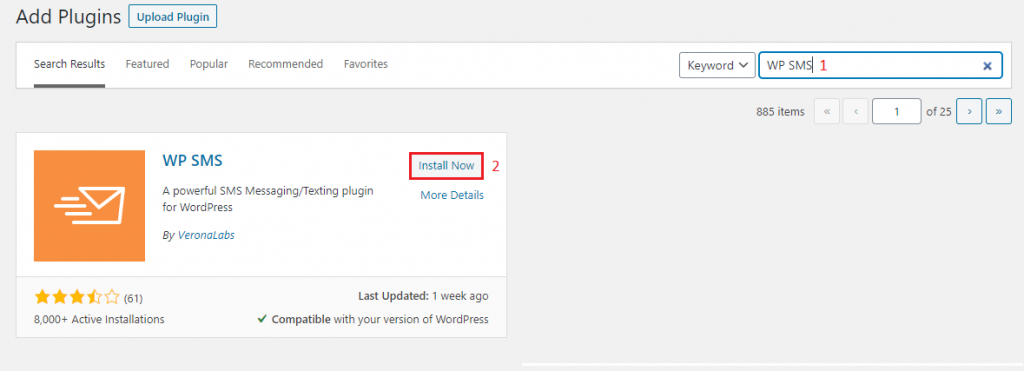 Install WP SMS Plugin