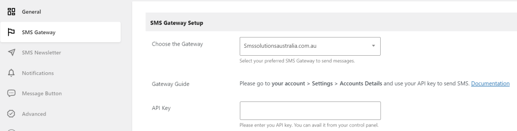 SMSsolutionsaustralia SMS gateway page