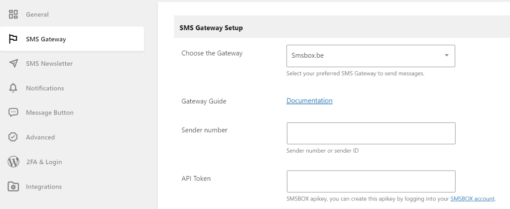 SMSbox SMS gateway page