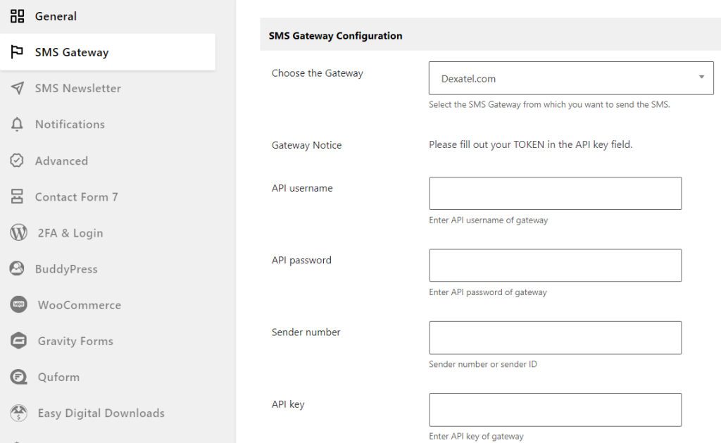 dexatel gateway configuration page
