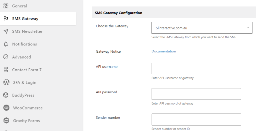 SL Interactive configuration page