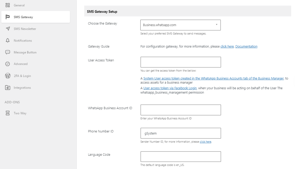 WhatsApp Cloud integration with WP SMS