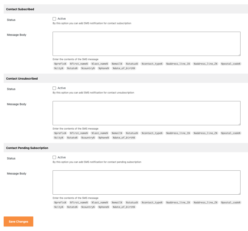 WP SMS Fluent integrations add-on Fluent CRM integration