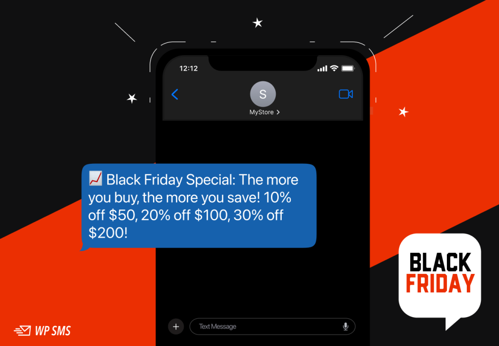 sample Black Friday text message to offer such a discount