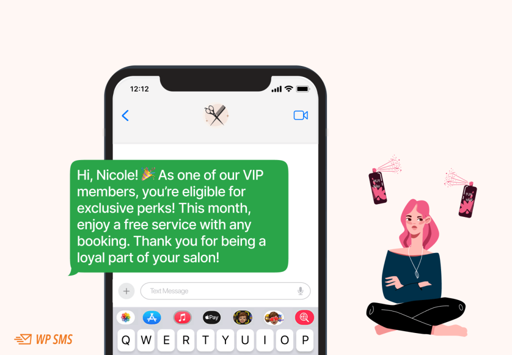 sms template for VIP Salon customers