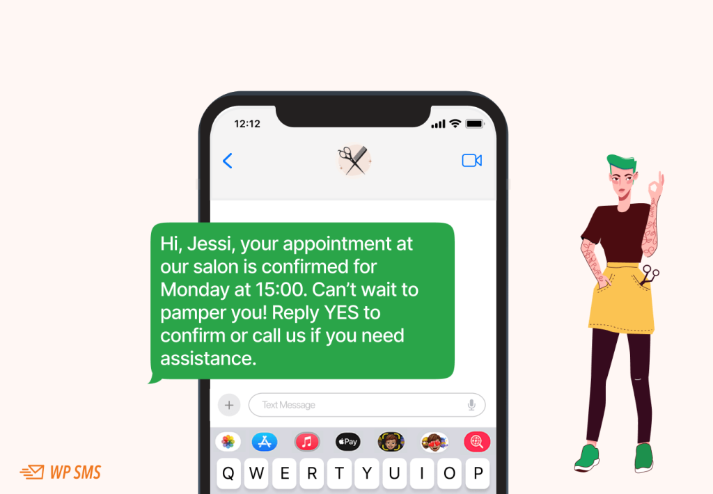 sample SMS to send appointment confirmation