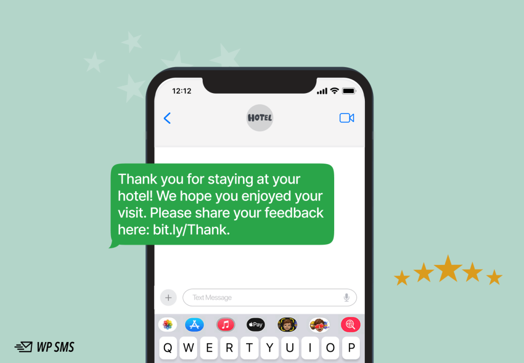 feedback request SMS sample for a hotel