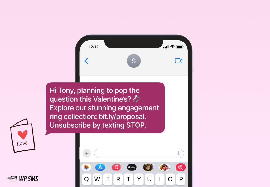 proposal SMS that offers engagement rings