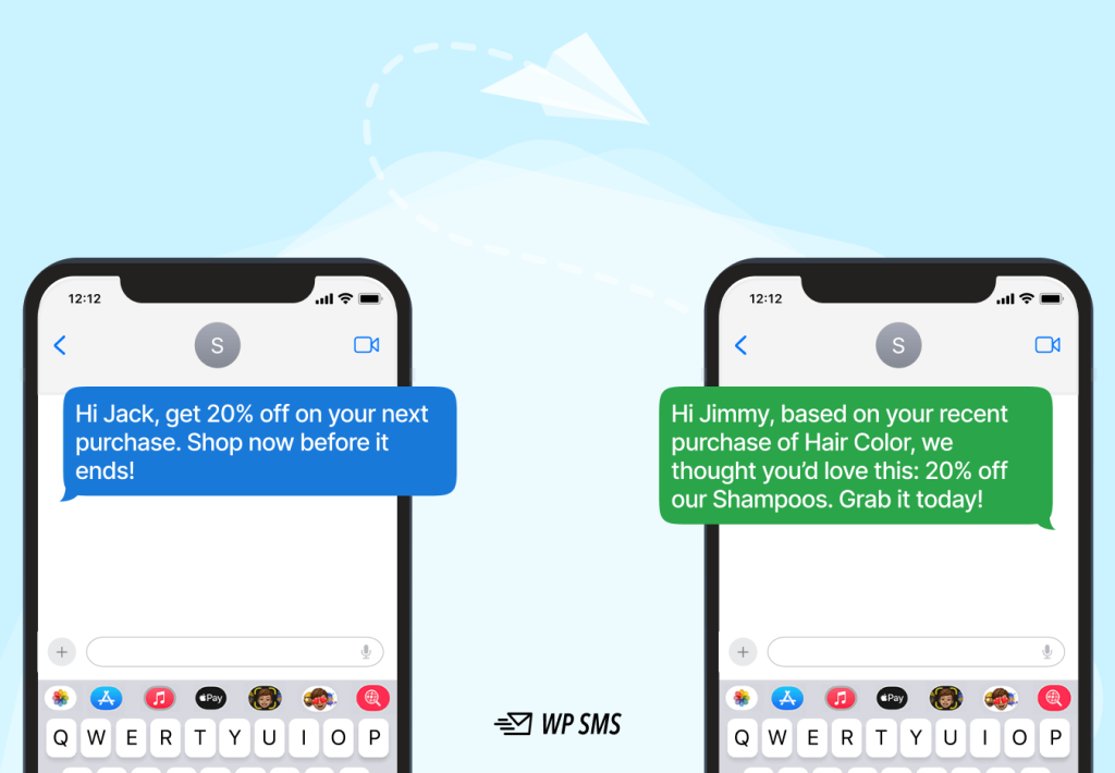 SMS with different levels of personalization