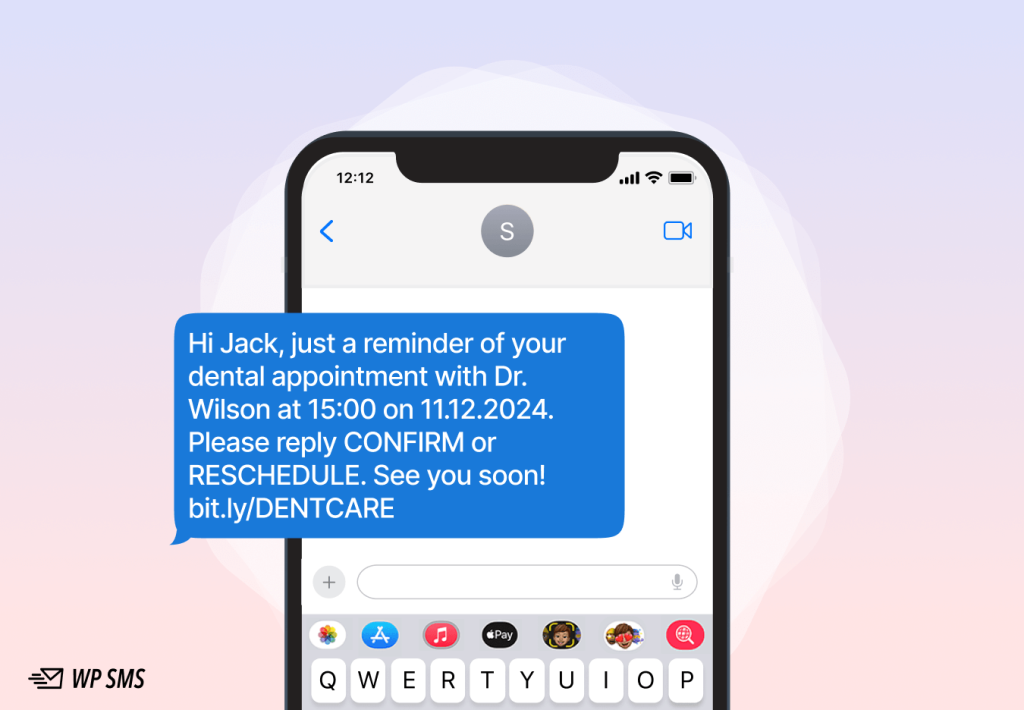 example appointment reminder for a dental office