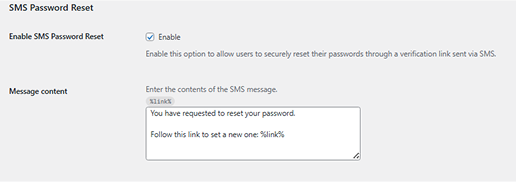 SMS Password Reset