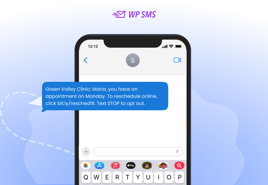 sample appointment reschedule text message