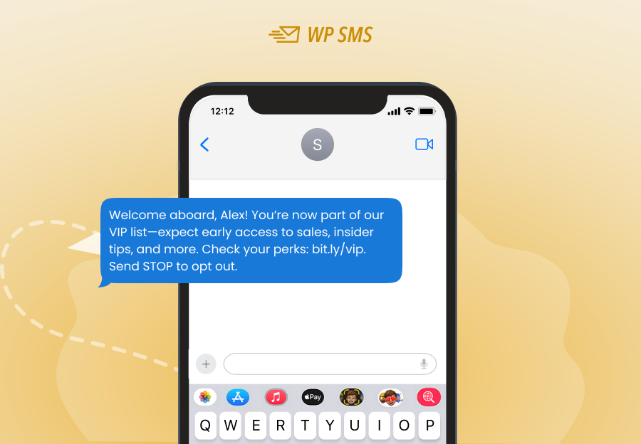 SMS sample for a welcome message for new customers